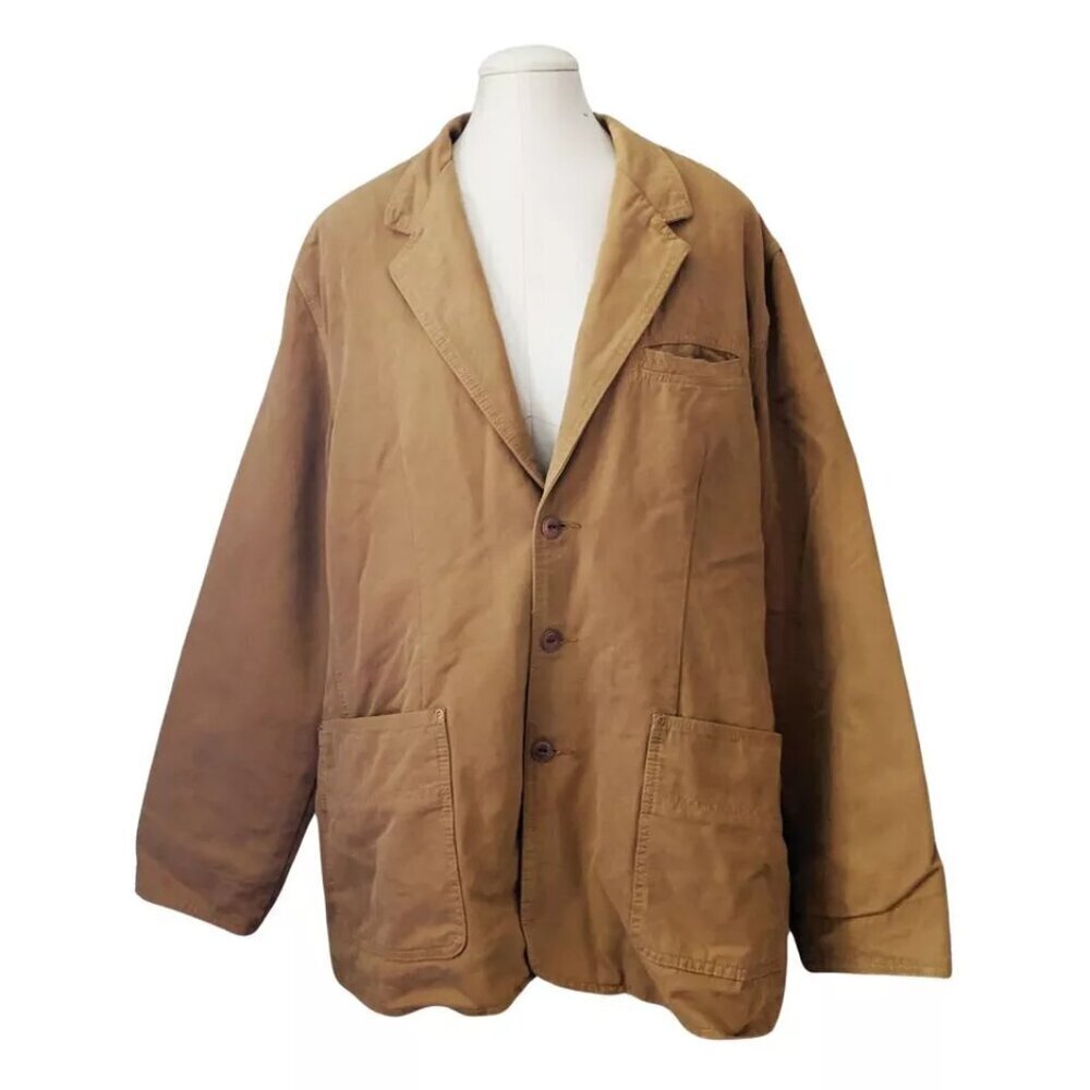 The Territory Ahead 3 Button Blazer Barn Jacket Mens Tan Aztec Lining Cotton XL - Picture 6 of 7